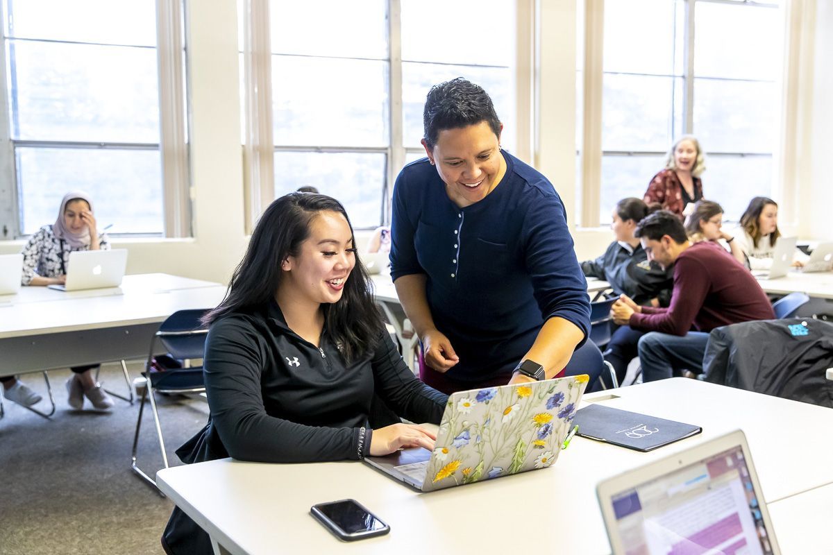 Benerd College student and faculty in classroom