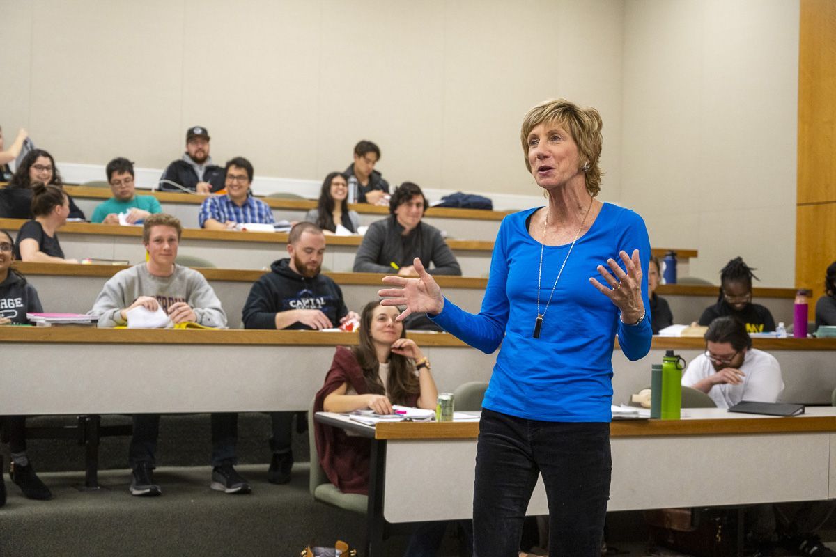 a professor teaches a class