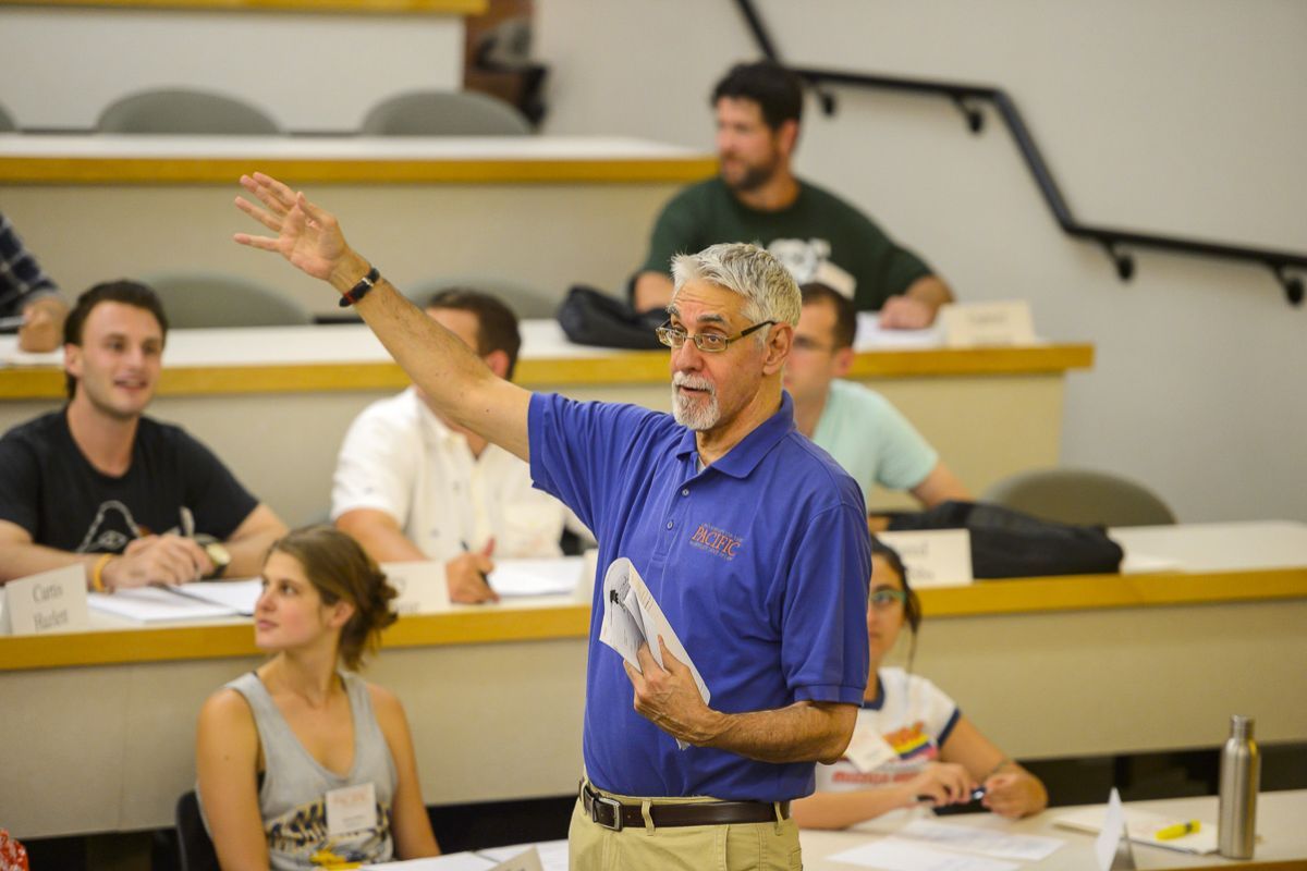 law professor in classroom with students