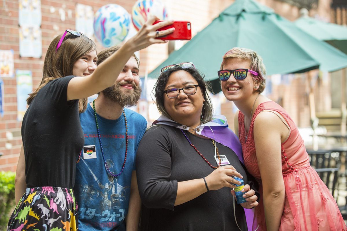 Students at a Pride event
