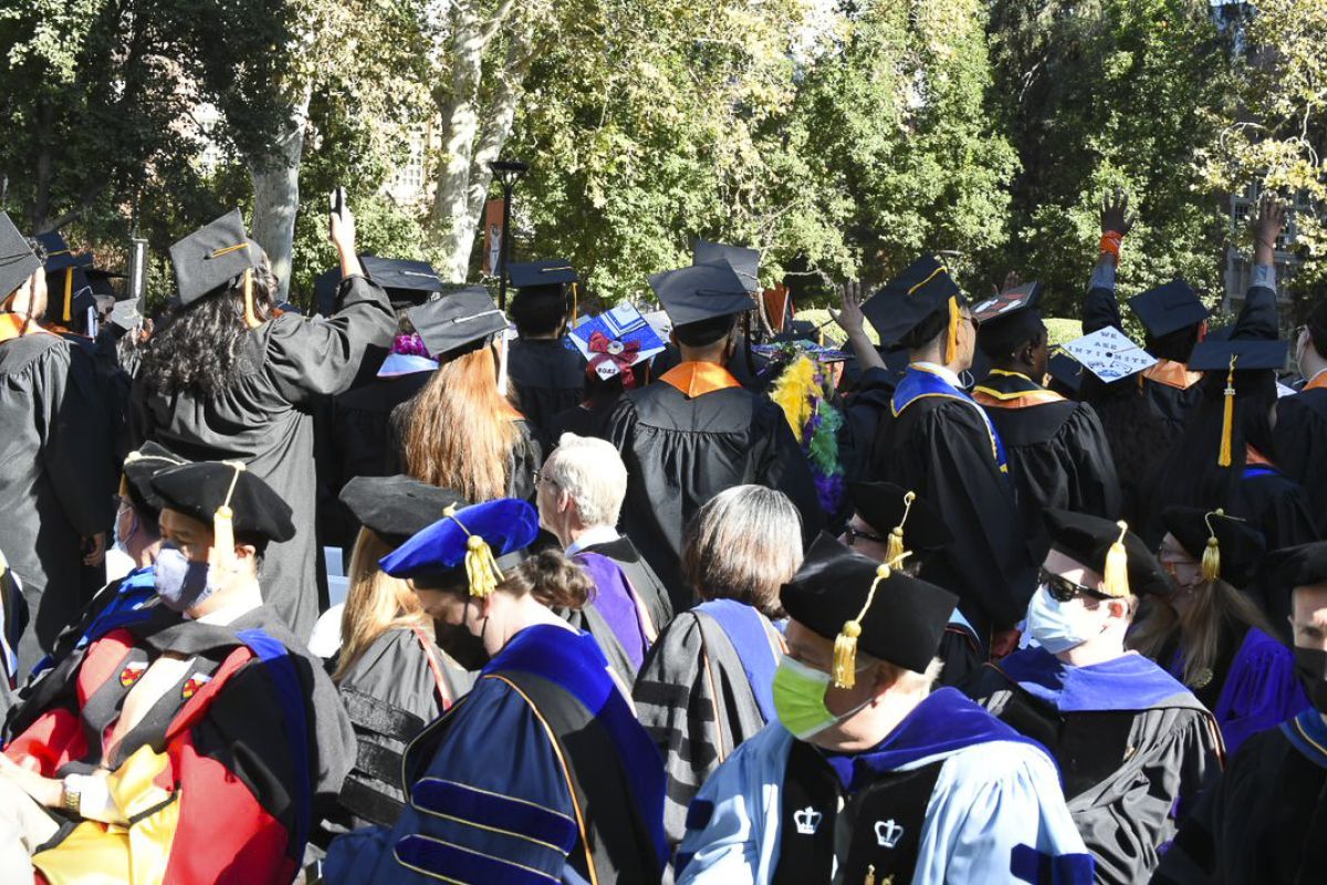 Graduates in caps and gowns