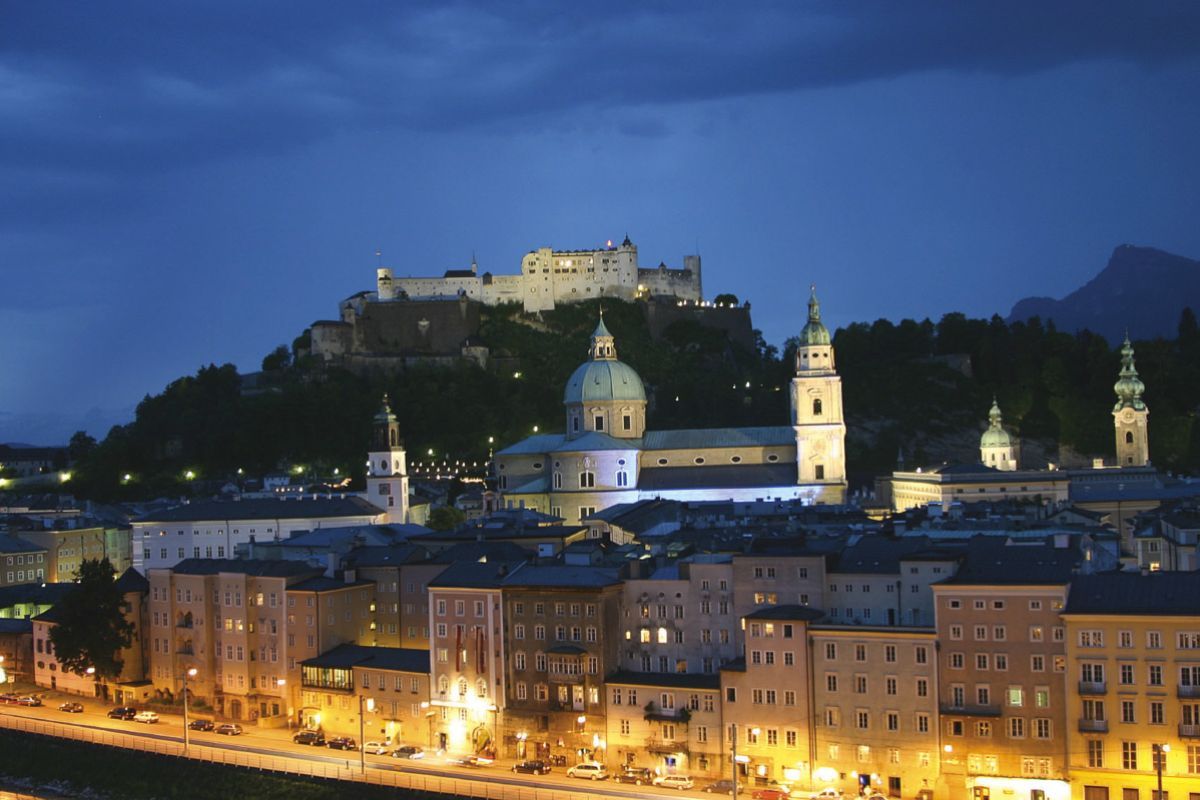 The city of Salzburg at night