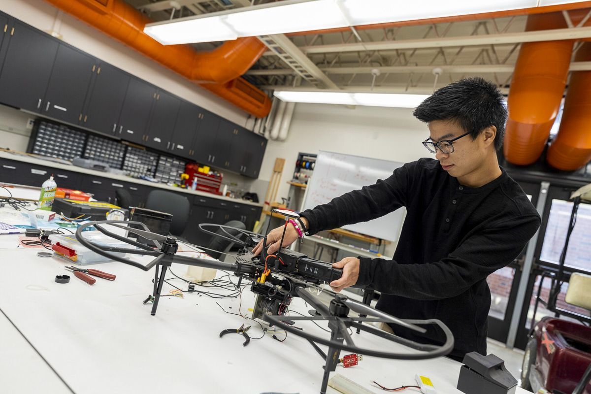 computer engineering major in a lab