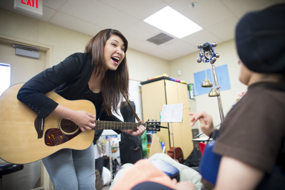 Students work with clients in the MA in Music Therapy program.
