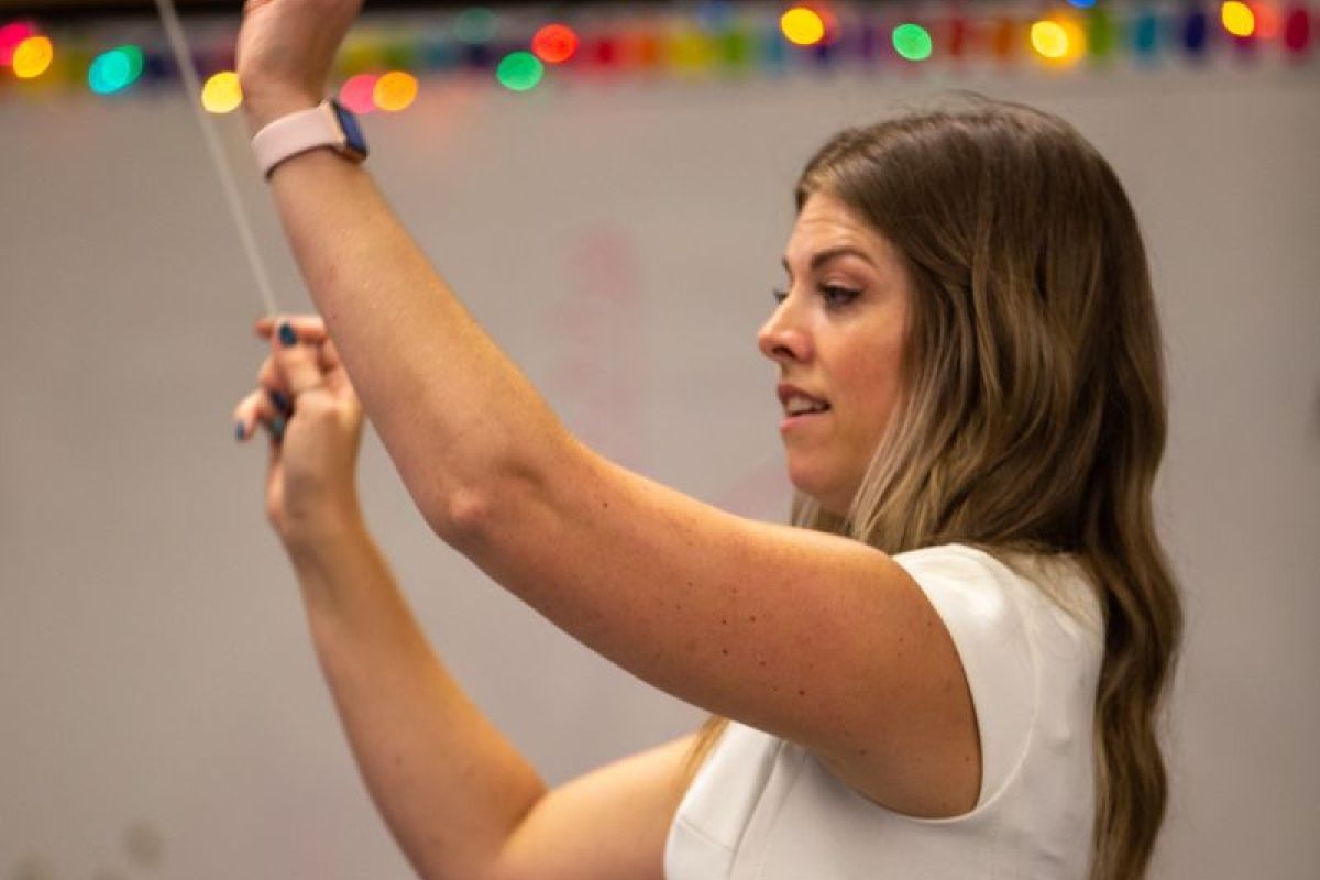 a music teacher in a classroom