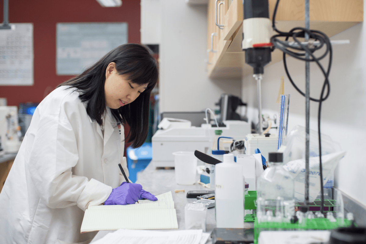 Bioengineering student in lab