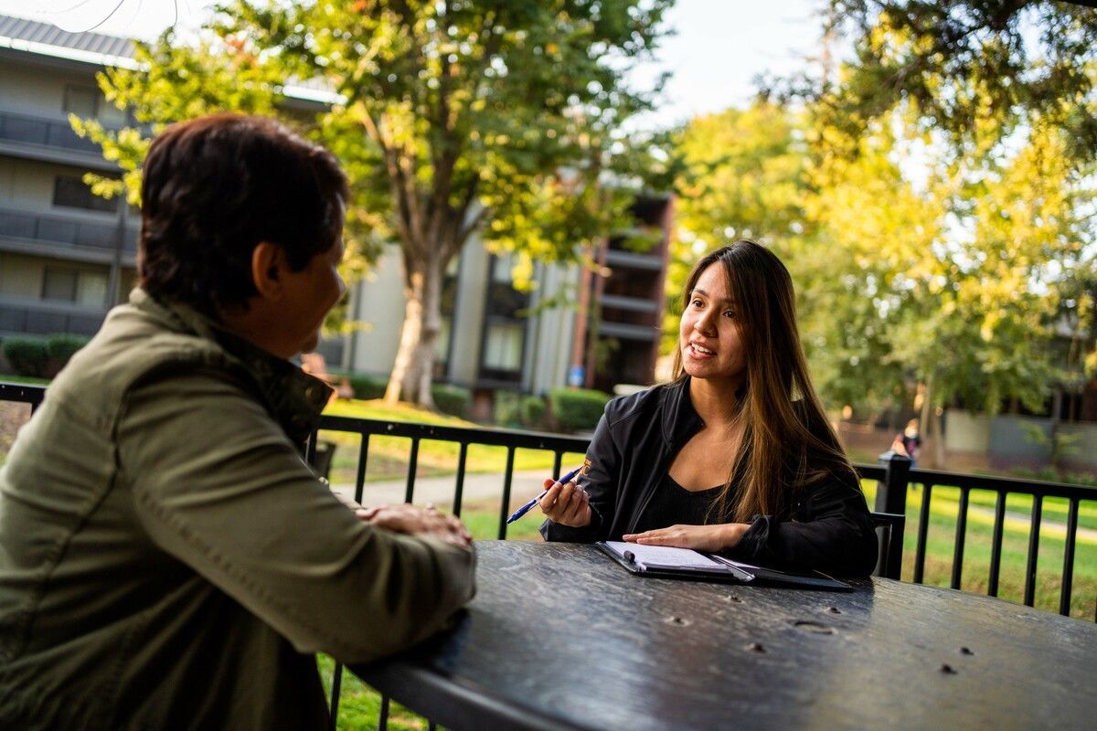 Students engaged in counseling simulation for University of the Pacific's Master of Social Work program in Sacramento, California.