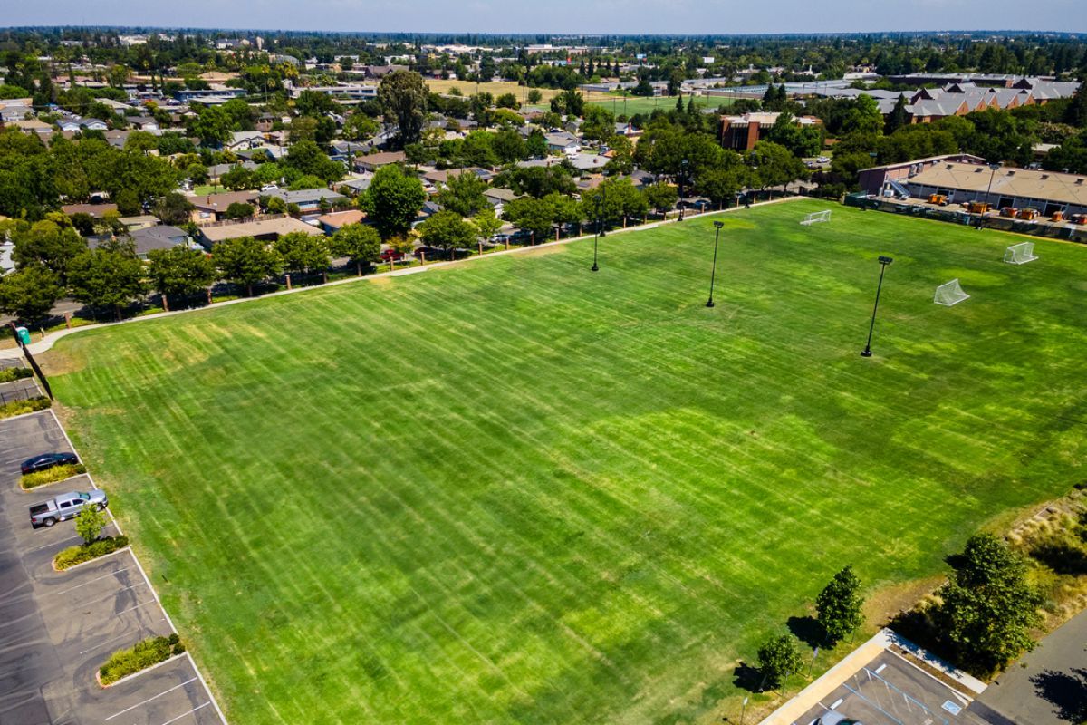 aerial shot of Brookside field