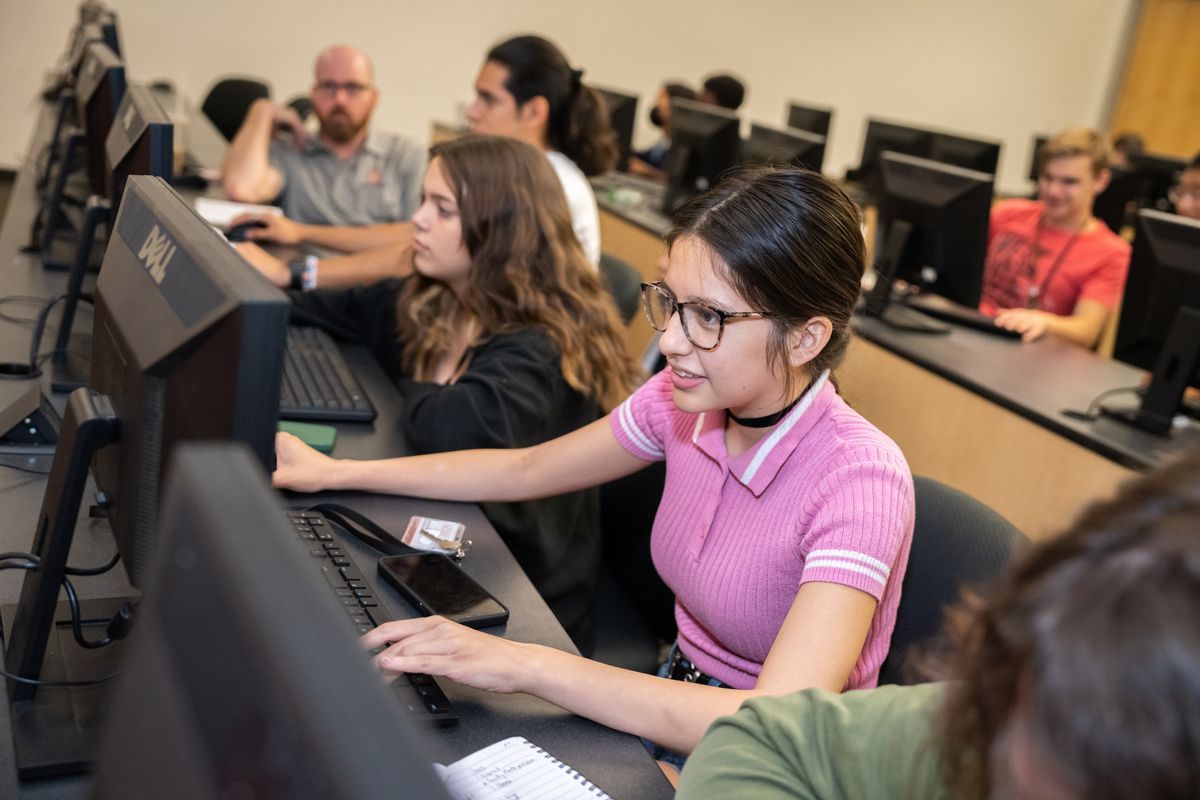 Students working on the computer