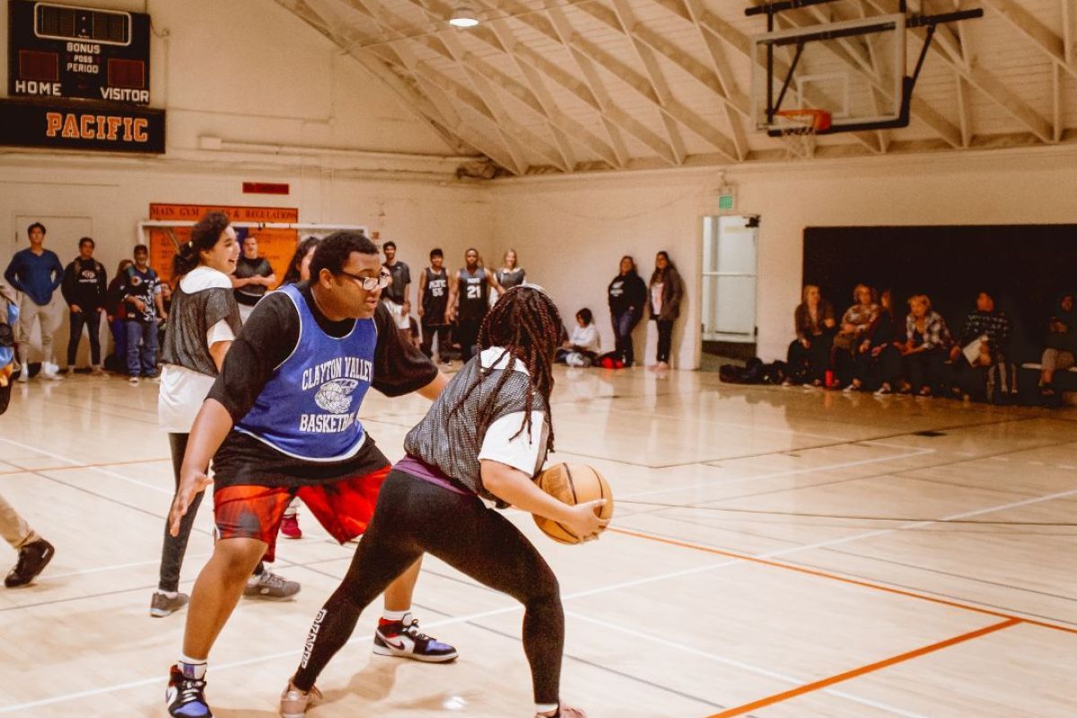 pacific students playing basketball