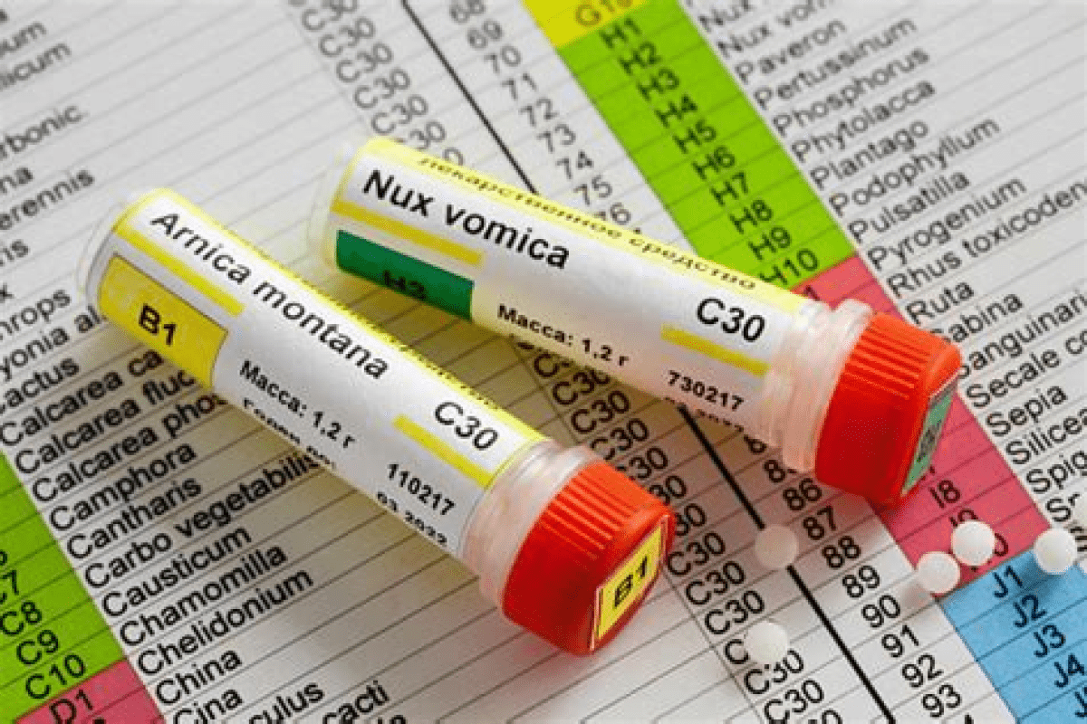 A medicinal tube of arnica montana and nux vomica.