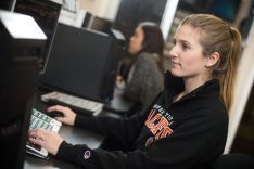 woman using a computer