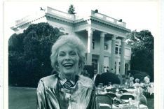 Janet Leigh in front of a luncheon at Magnolia Mansion