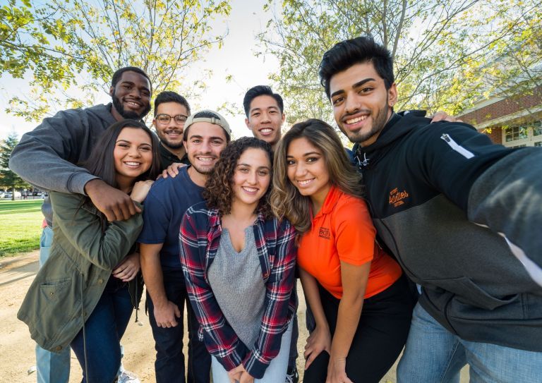 students posing