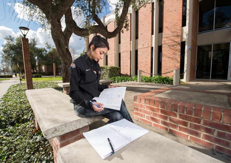 Philosophy student studying
