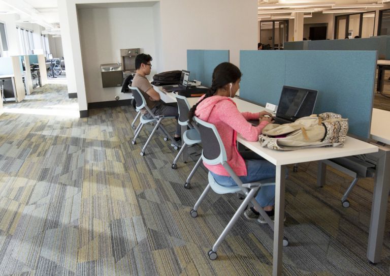 students study in the library