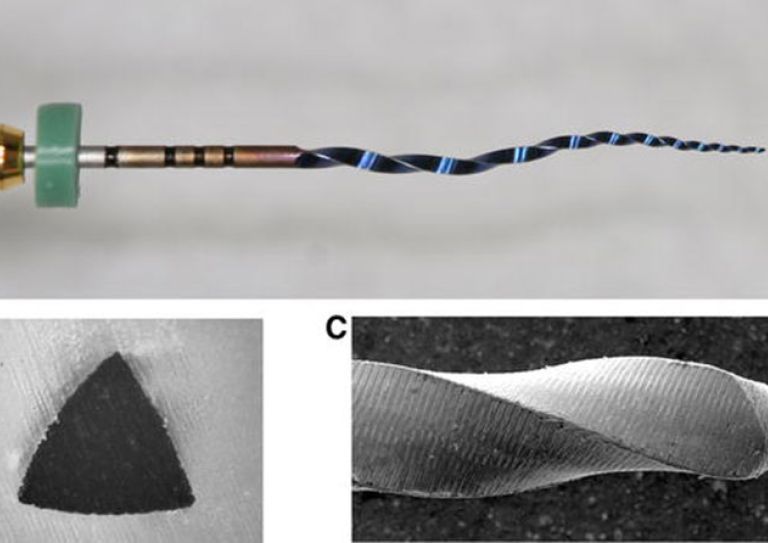 Overview of the TRUShape instrument in light microscopic and scanning electron microscopic imaging. a Instrument with apical size #20. Note the significant s-curve. b Cross-section approximately 3 mm from the tip. c Tip configuration.