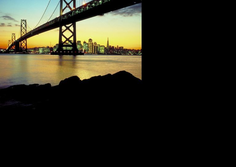 Bay Bridge at dusk