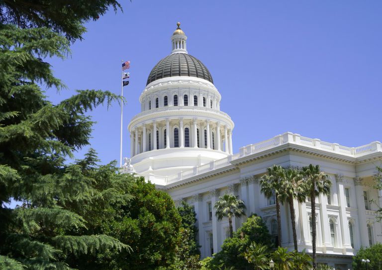 An exterior image of the Sacramento State Capitol Building. 