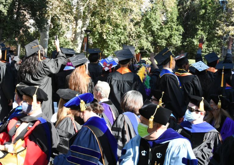 Graduates in caps and gowns