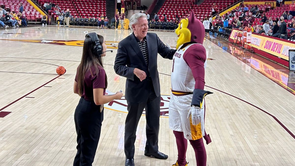 President Callahan and ASU mascot Sparky