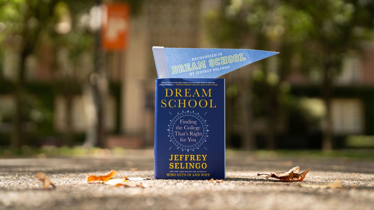 A blue book titled "Dream School" 