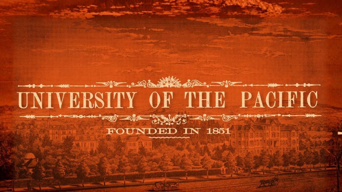 orange background with text reading University of the Pacific Founded in 1851