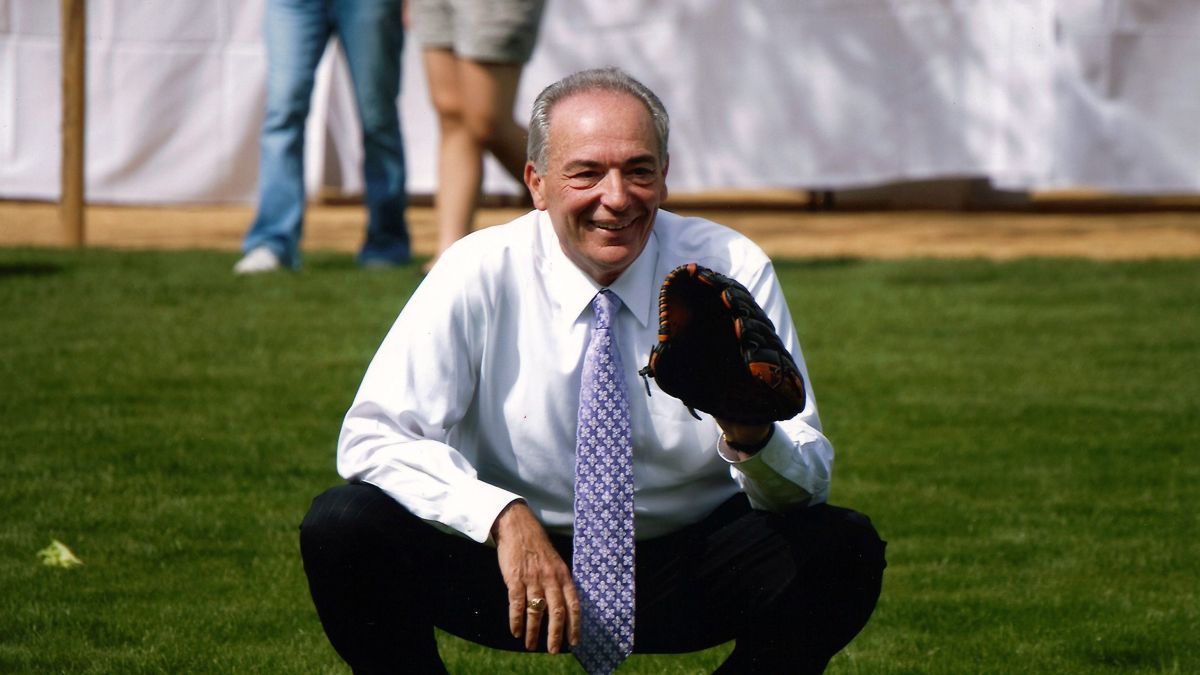 Don DeRosa holds baseball mitt