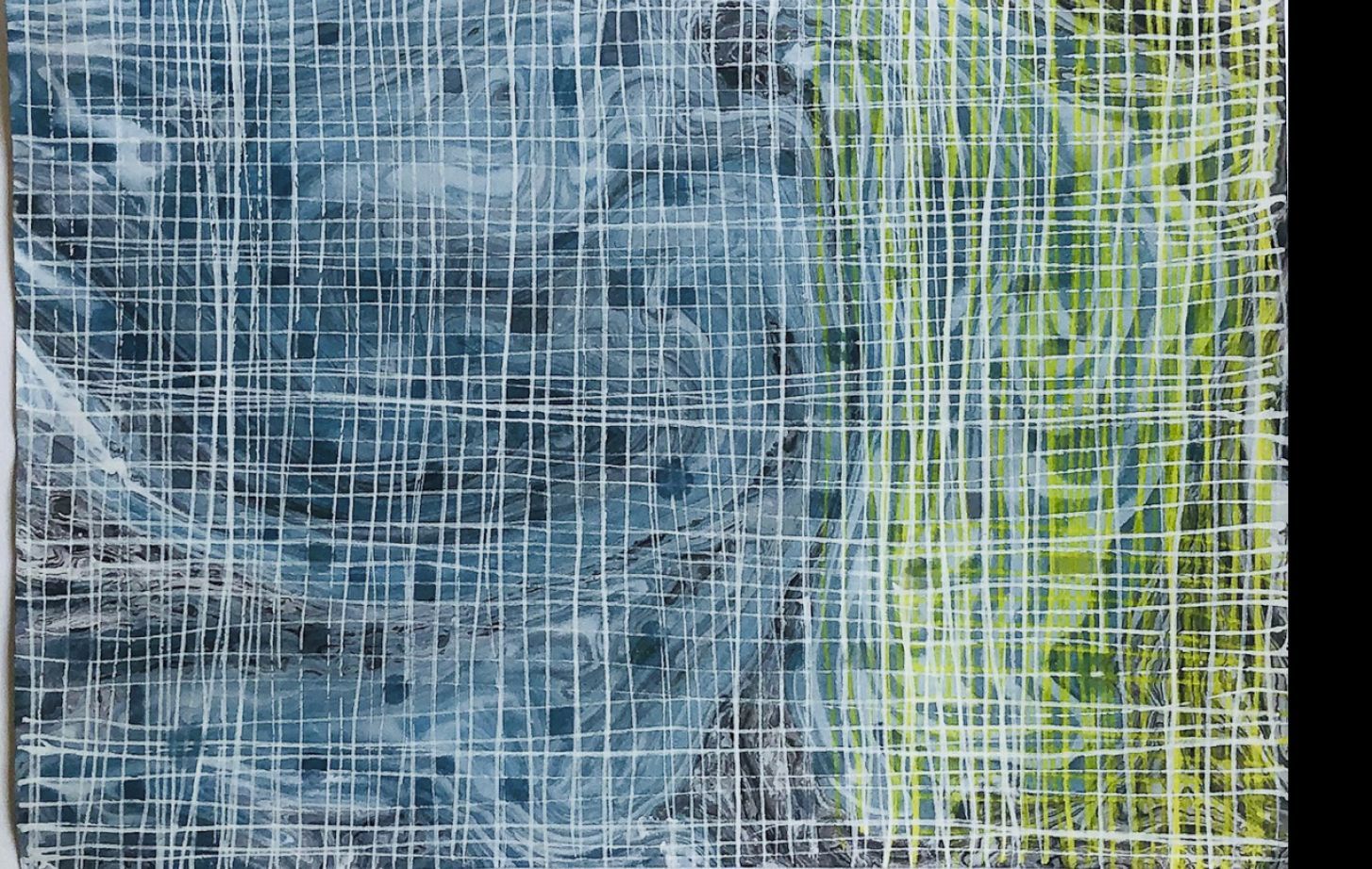 “Grace of brief/#2” by Jill Vasileff, mixed media on suminigashi/mulberry paper