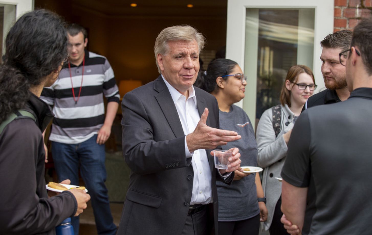 Christopher Callahan with students