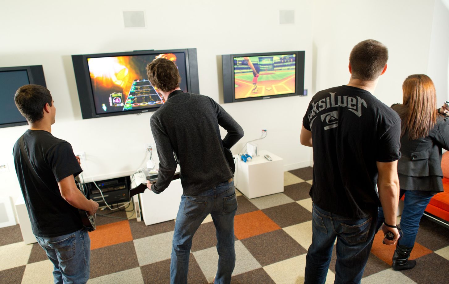 students playing video games