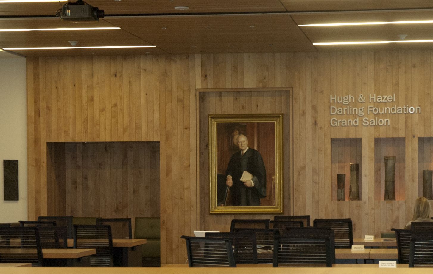A portrait of retired Supreme Court Associate Justice Anthony M. Kennedy hanging in McGeorge School of Law's Grand Salon