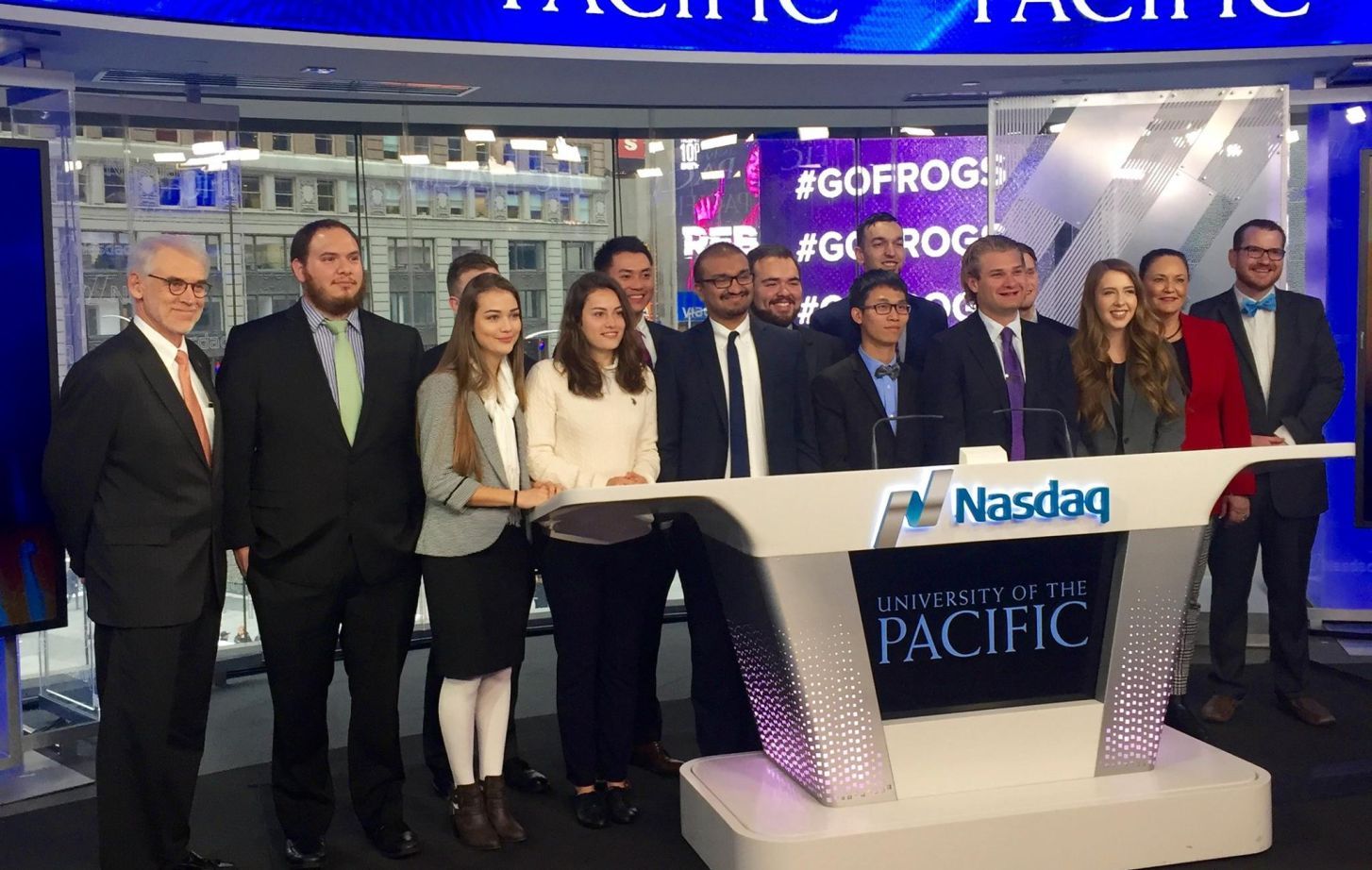 Eberhardt School of Business students visit NASDAQ during a spring trip to New York in 2017.