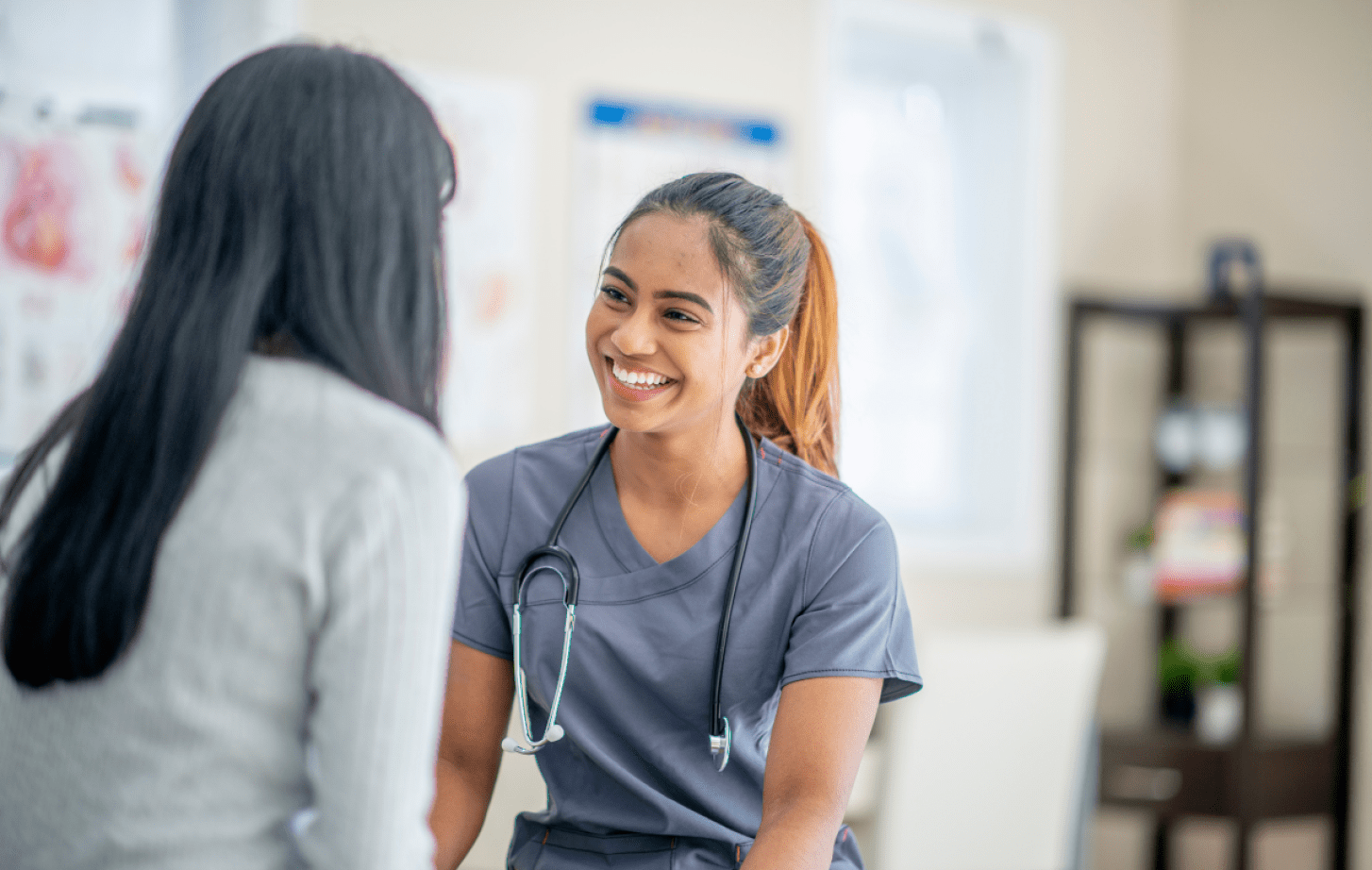 Nursing student and patient