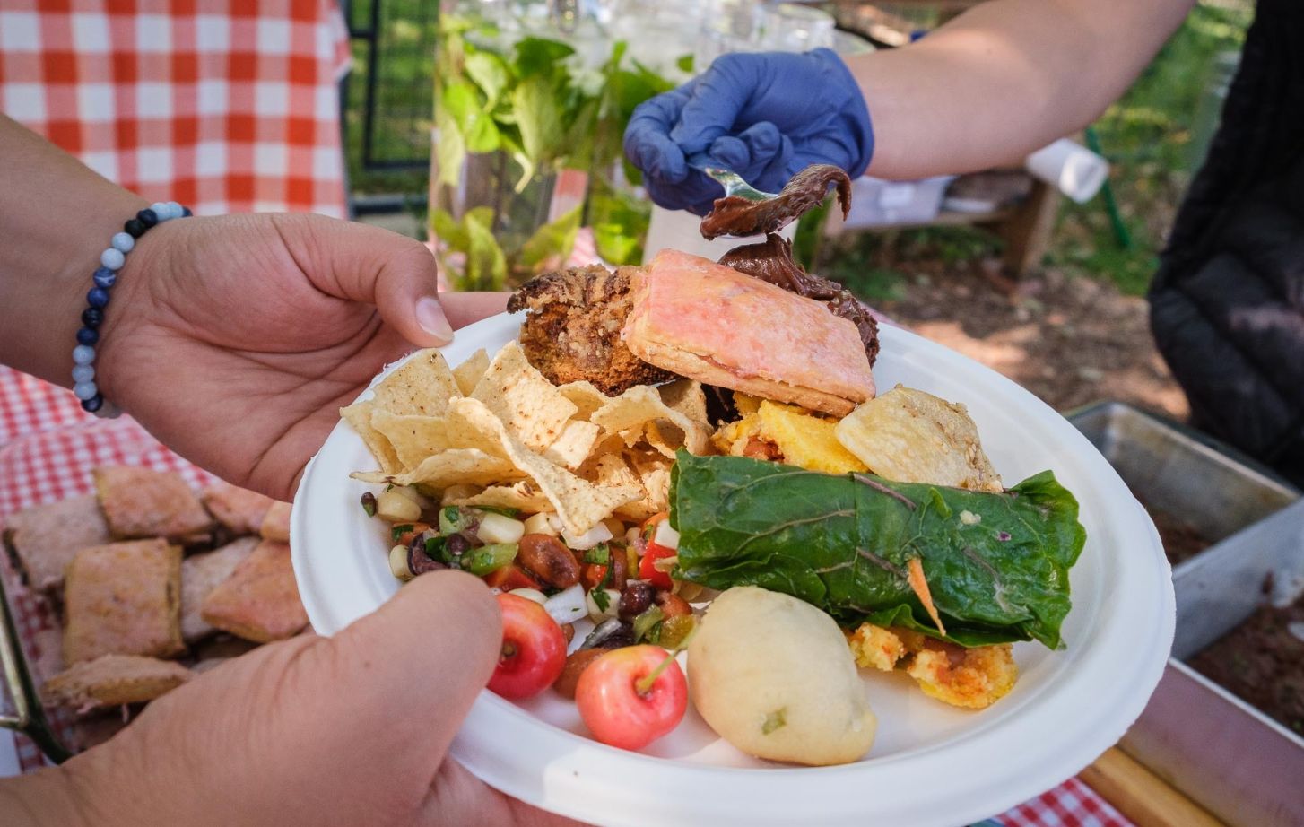 Plate of appetizers from Feeding the Village