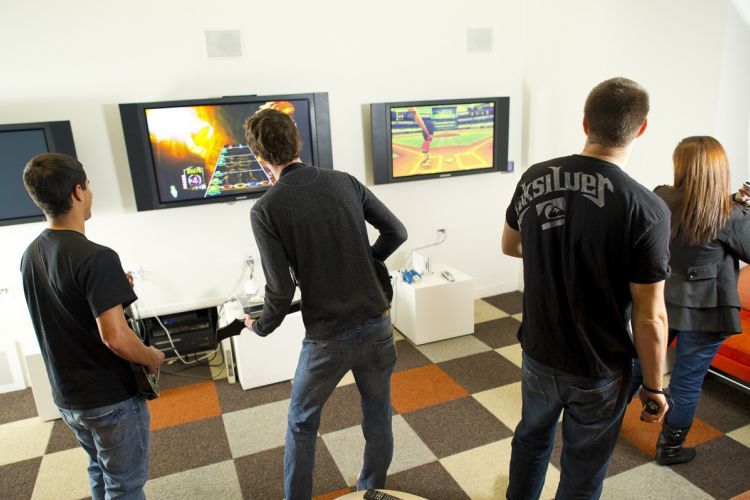 students playing video games