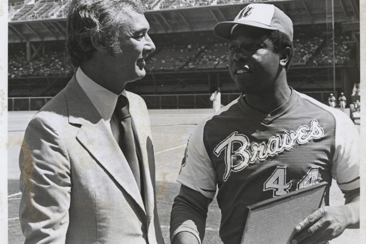 Moscone with Hank Aaron