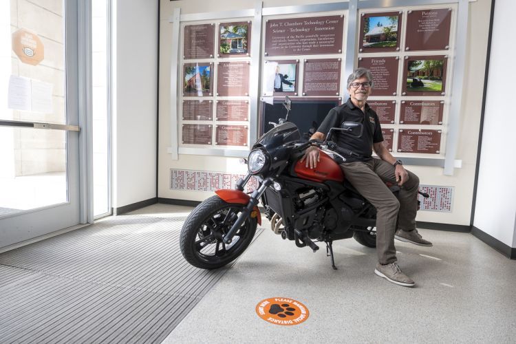 Steve Howell with motorcycle