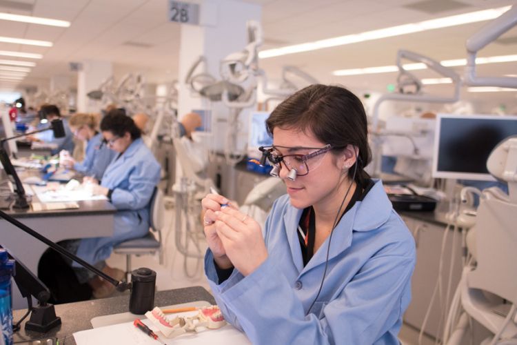 student in lab