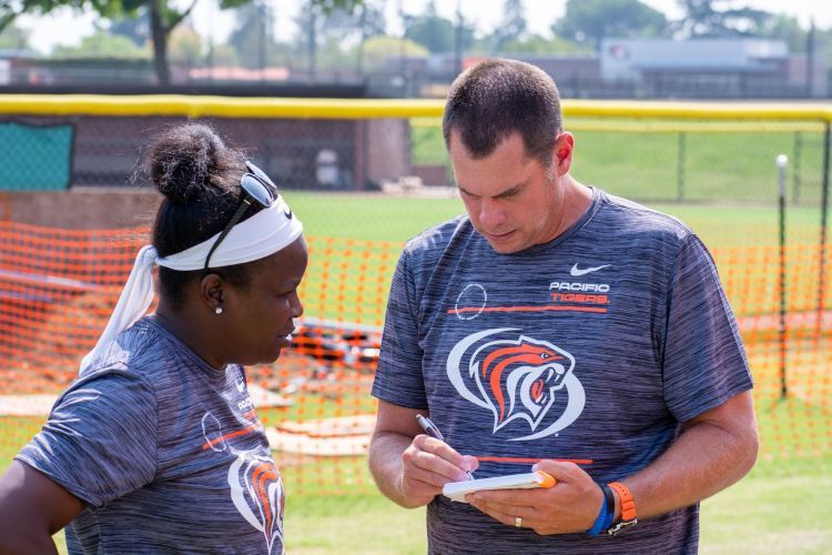 Tigers’ interim co-head coaches Danesha Adams and J.J. Wozniak