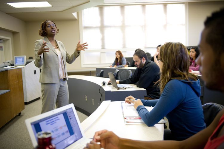 Photo of students attending class in the Eberhardt School of Business