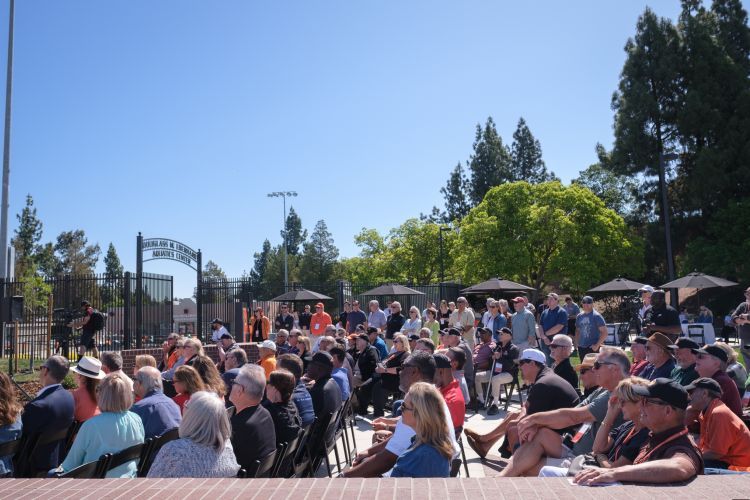 crowd gathered at football plaza