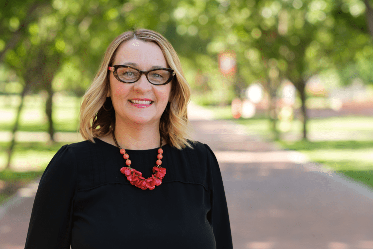 Jennifer Juanitas, OLLI Program Director, on the Stockton campus.