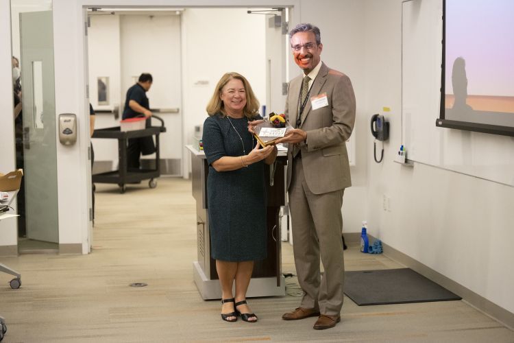 Santa Fe Group President Dr. Teresa Dolan with Dean Nadershahi.