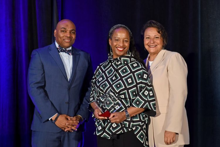 Interim Awards Chair James Felton III, Vice President Mary Lomax-Ghirarduzzi and NADOHE President Paulette Granberry Russell