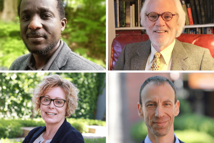 Four professors pose for a photo.
