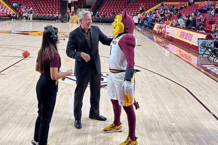 President Callahan and ASU mascot Sparky