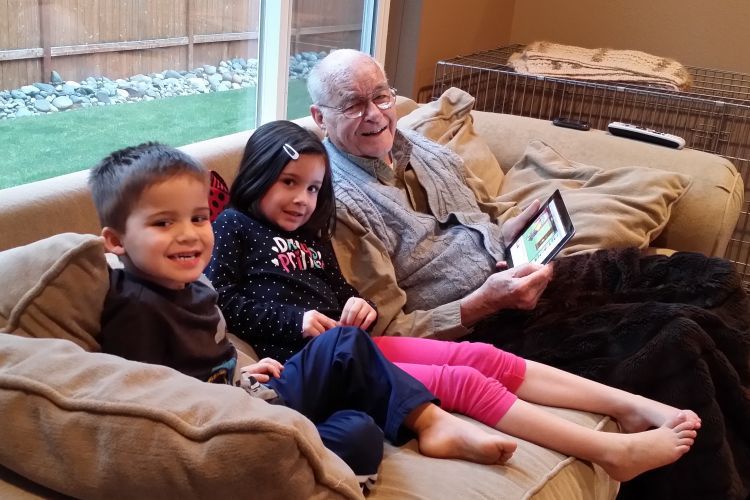 Roy Whiteker with grandchildren