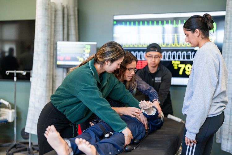 Students learn advanced techniques on high-fidelity manikins in the simulation center.