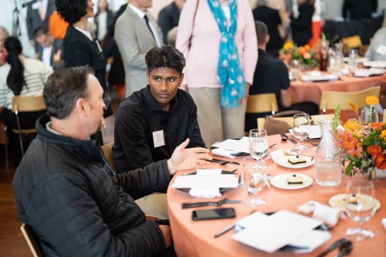 Water polo co-captain Reuel D'Souza was one of two student speakers who shared the impact scholarships have on their lives